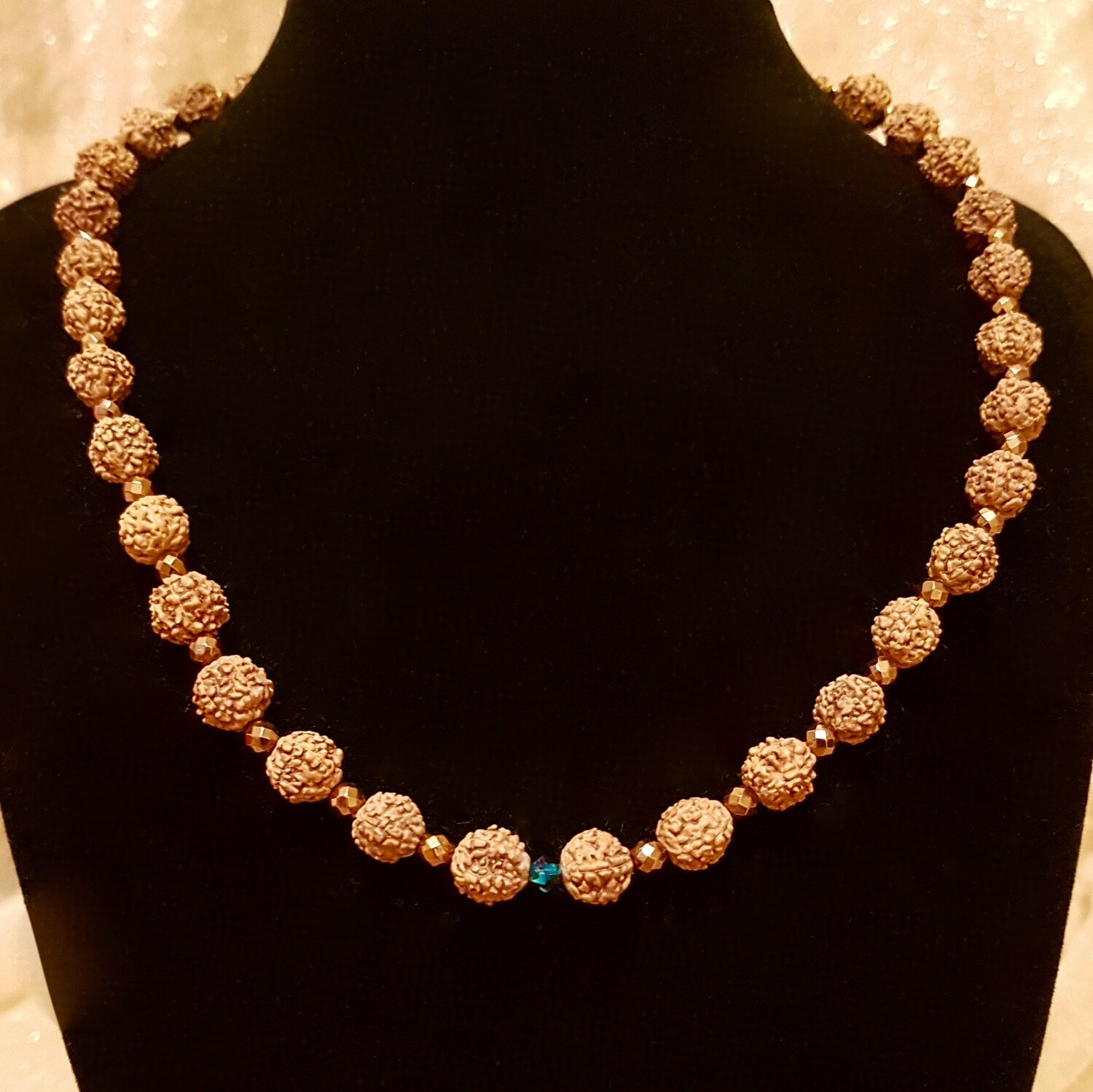 Colier RUDRAKSHA cu Hematit si cristal Swarovski