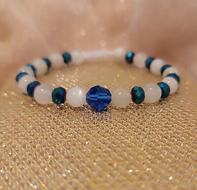 Bratara din cristale albastre, Piatra Lunii si cristal multifatetat albastru Swarovski
