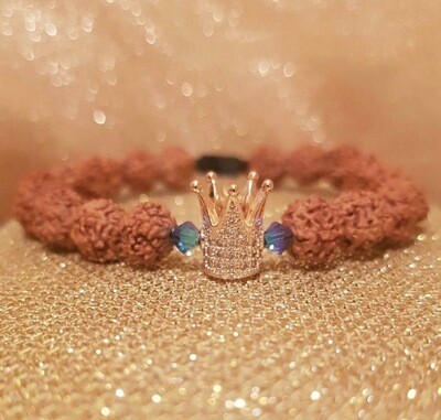 Bratara Rudraksha cu rhinestone coroana si cristale biconice Swarovski