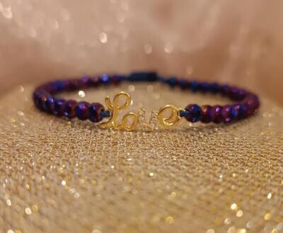 Bratara din Hematit cu rhinestone Love cu pietre de zirconiu