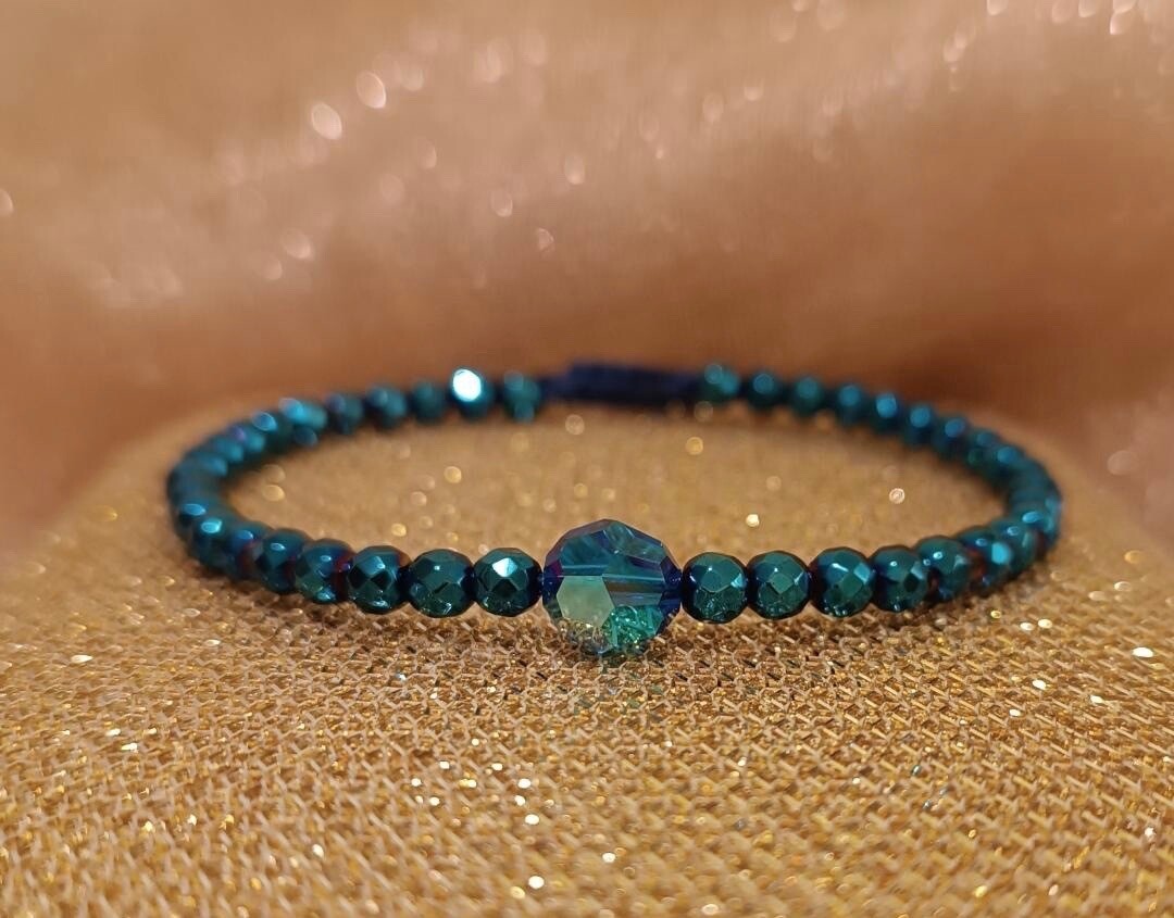 Brățară din Hematit si cristal multifatetat Swarovski