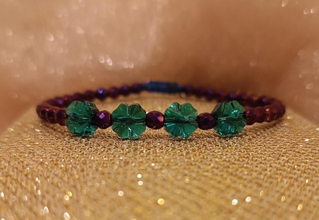 Bratara din Hematit si 4 cristale Swarovski
