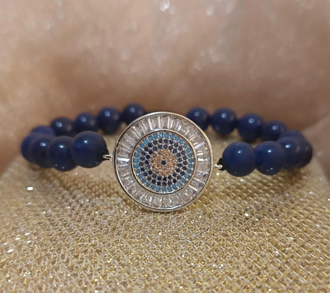Bratara din Jad cu rhinestone Mandala cu pietre de zirconiu