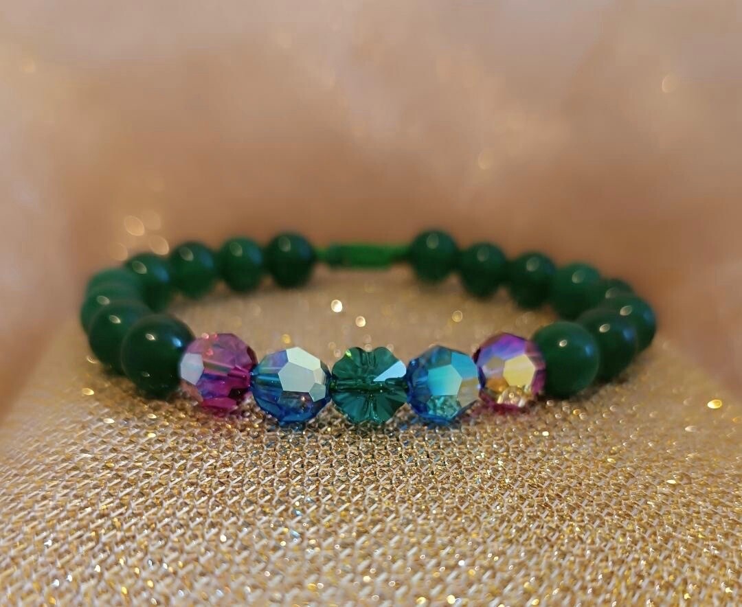 Bratara din Jad cu 5 cristale Swarovski