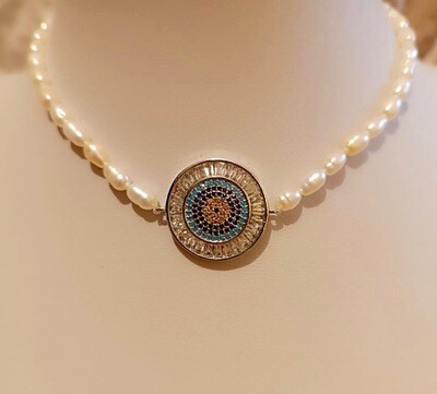 Colier din perle de cultura cu Mandala