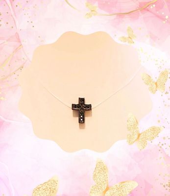 Colier fir transparent cu cruciulita cu pietre de zirconiu