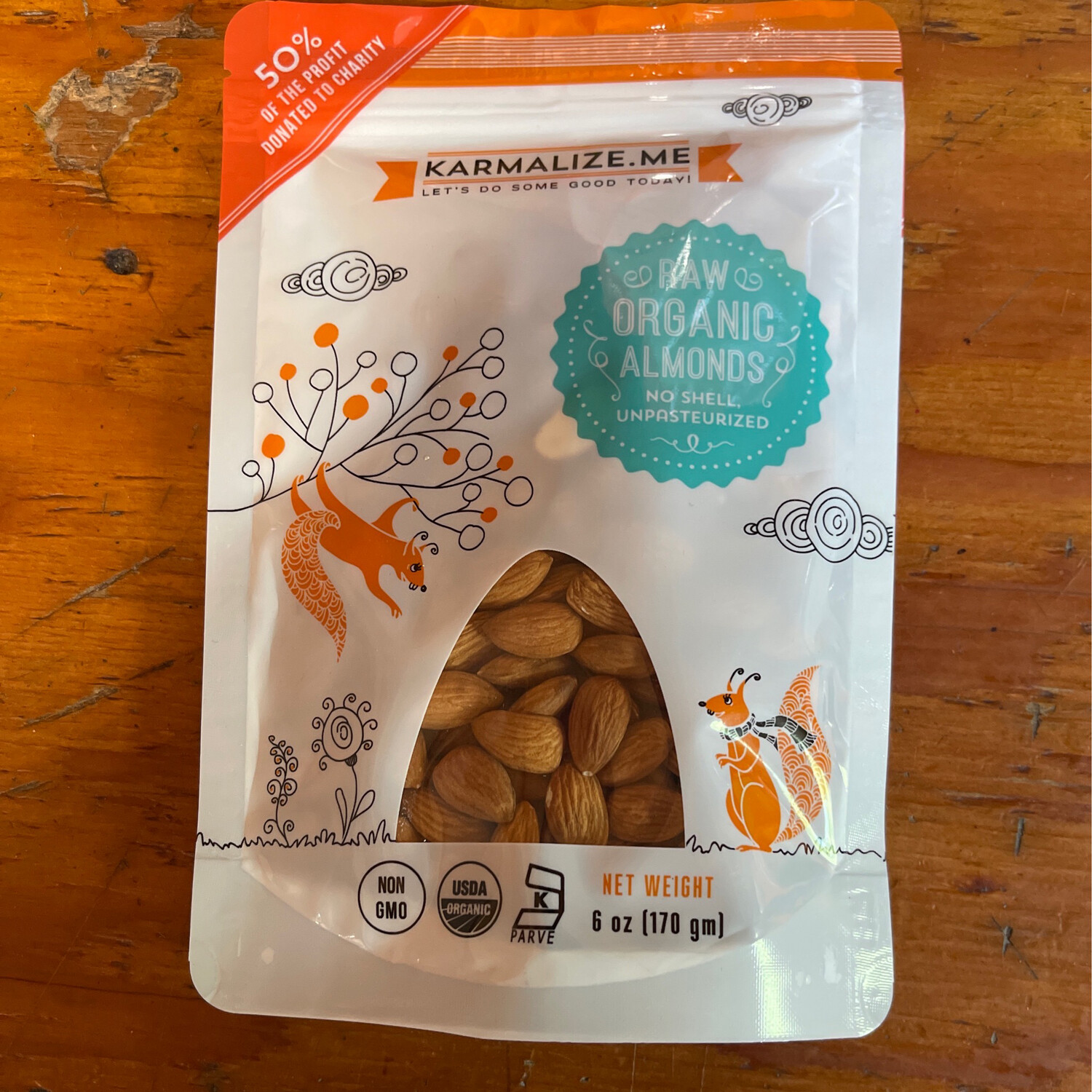 Raw Organic Almonds (No Shell, Pasteurized) (6oz)