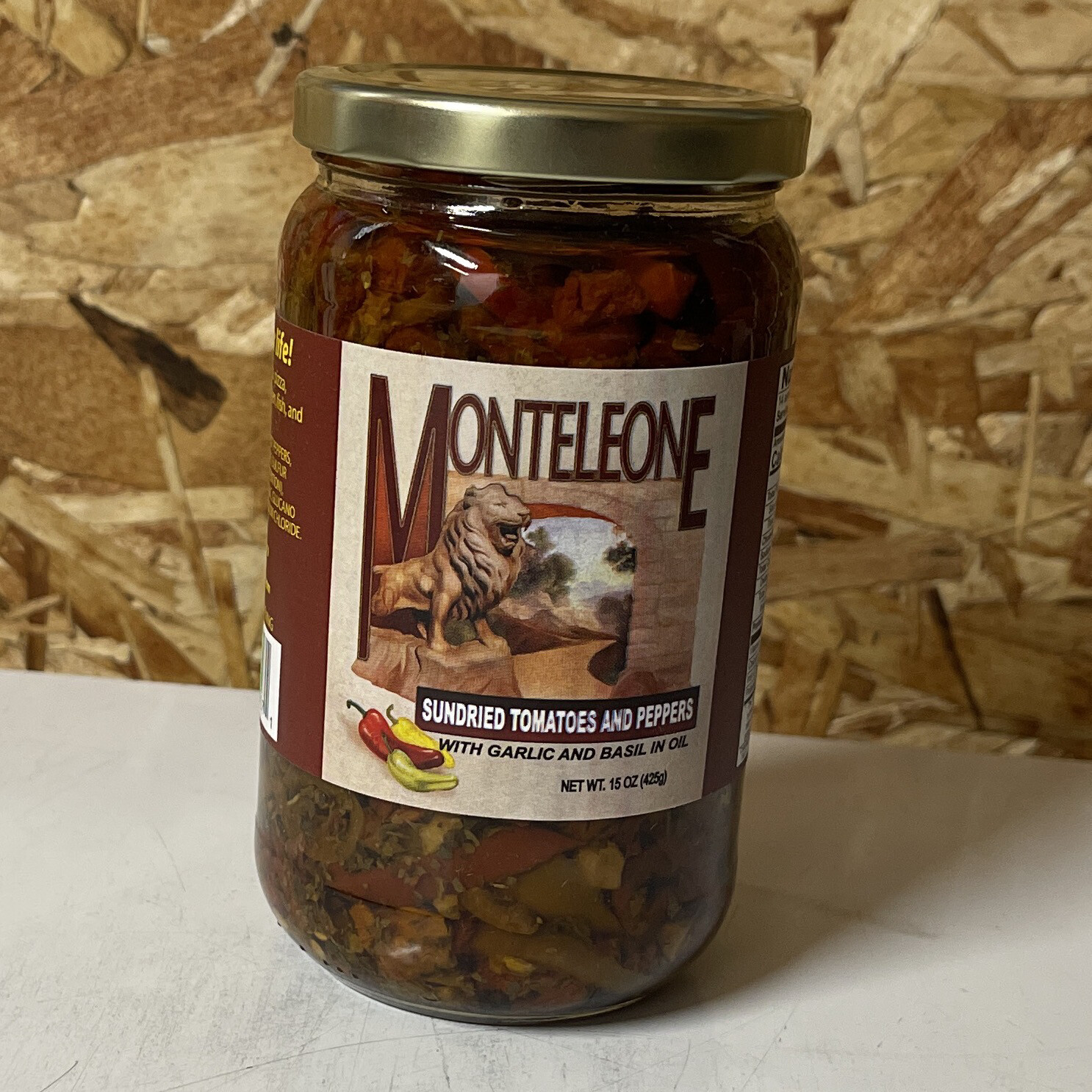 Monteleone Sun dried Tomatoes + Peppers (With Garlic + Basil In Oil) (15oz)