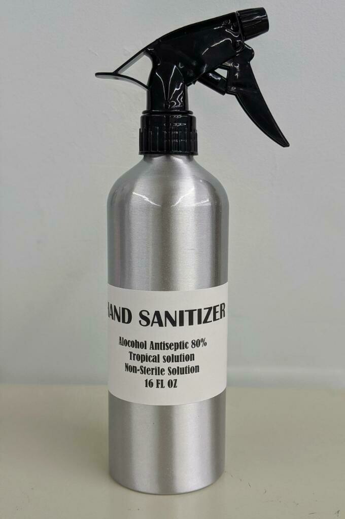 Hand Sanitizer with Re-usable Aluminum Spray Bottle