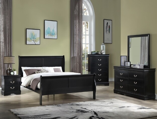 Louis Philip Bedroom set- Black full