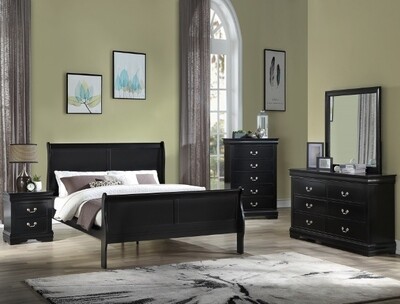 Louis Philip Bedroom set- Black full