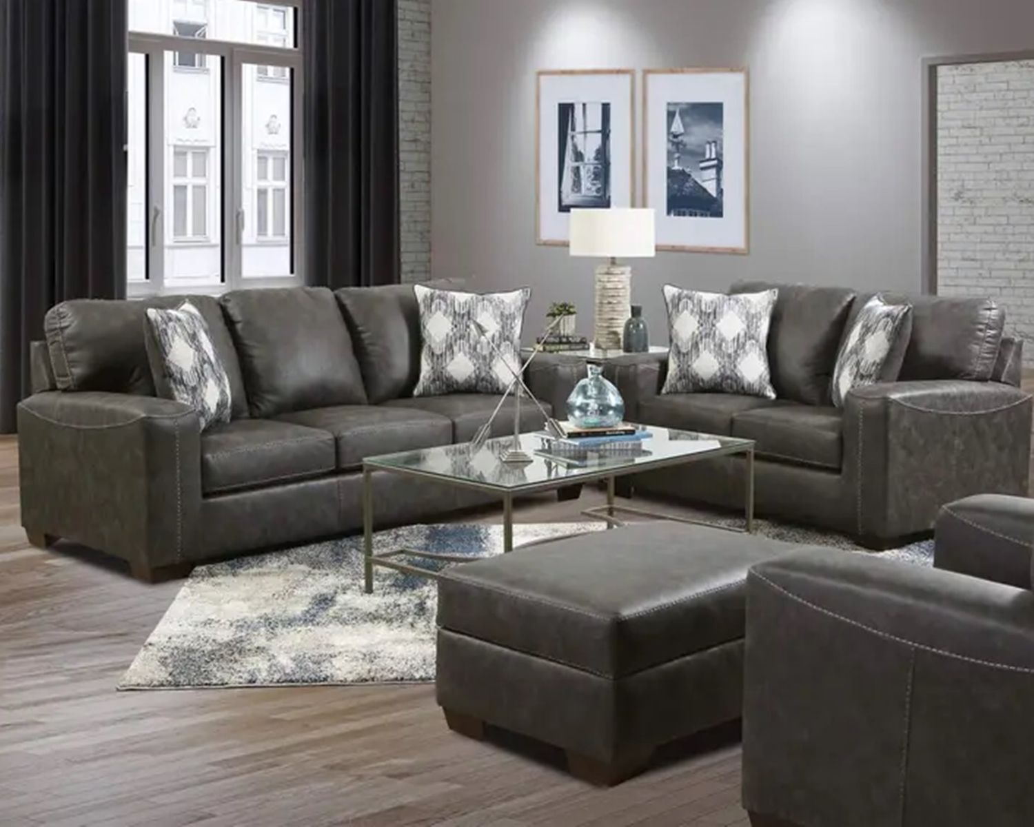 Charcoal Sofa &amp; Loveseat