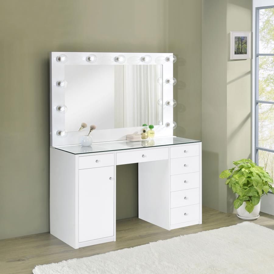 White makeup vanity