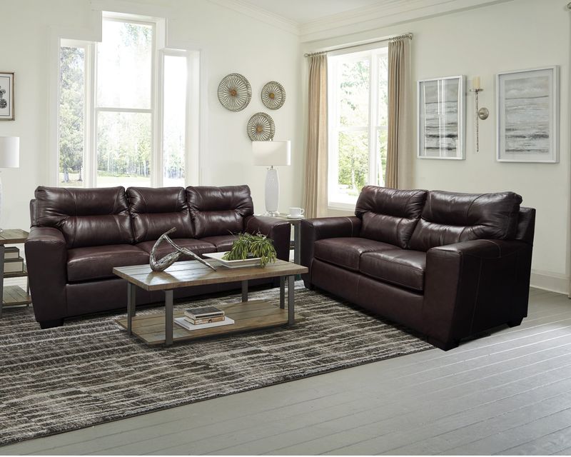 Chestnut Leather Sofa &amp; Loveseat
