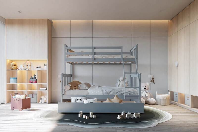 Twin/Full Bunk Bed with Twin Trundle