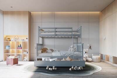 Twin/Full Bunk Bed with Twin Trundle