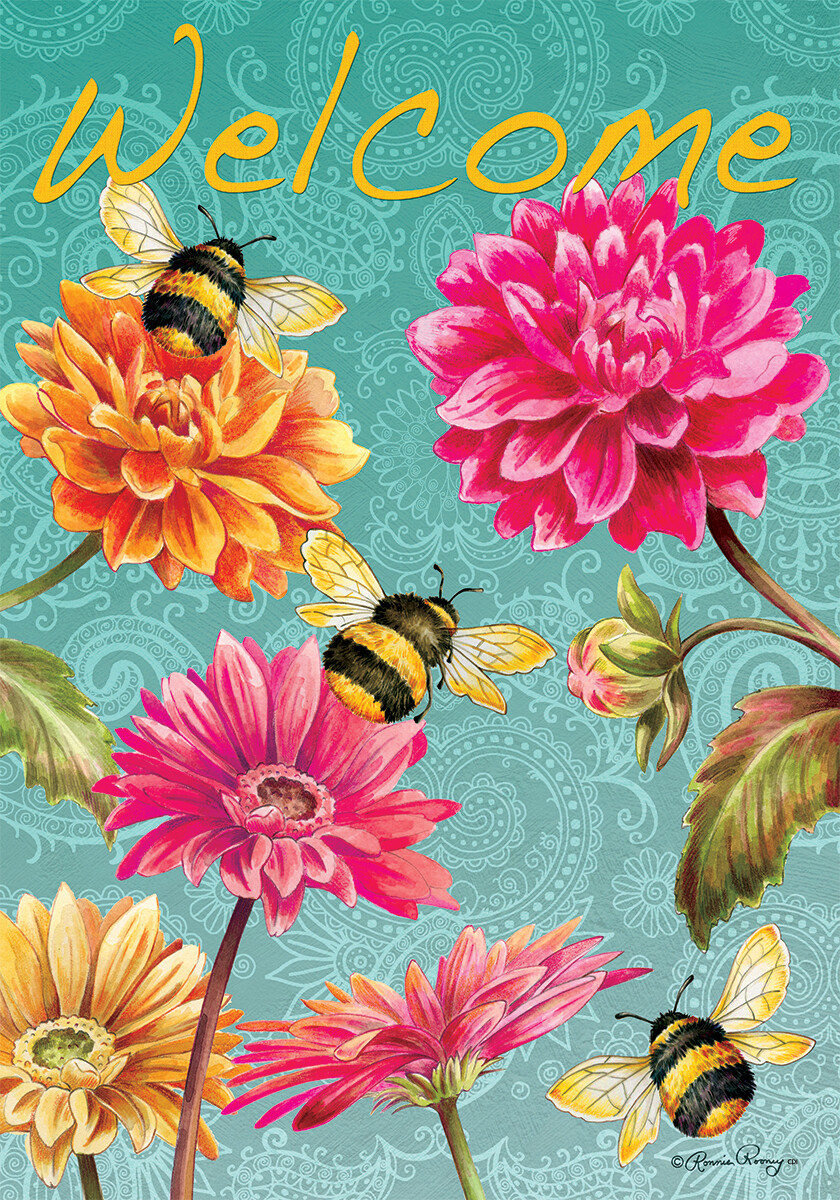Bumblebees in the Garden Flag