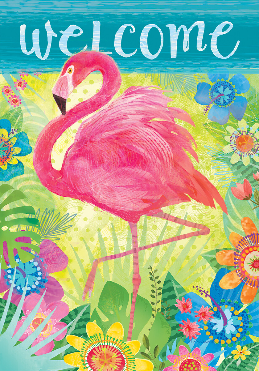 Flamingo Floral Flag