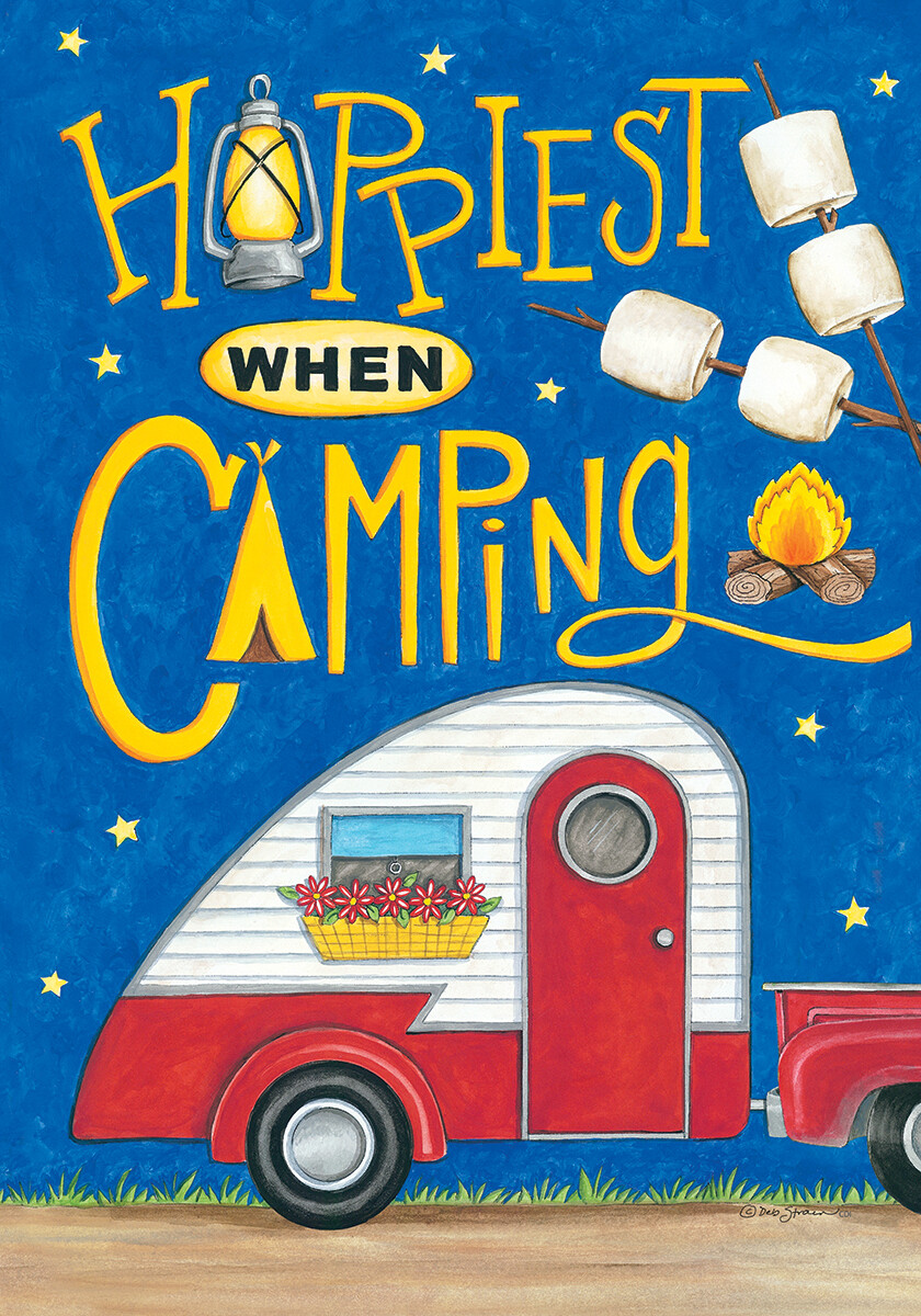 Happiest When Camping Flag