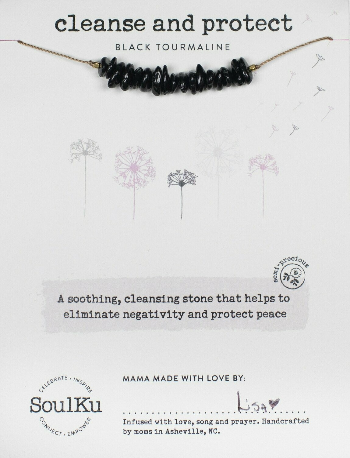 Seed Necklace Black Tourmaline - Cleanse & Protect