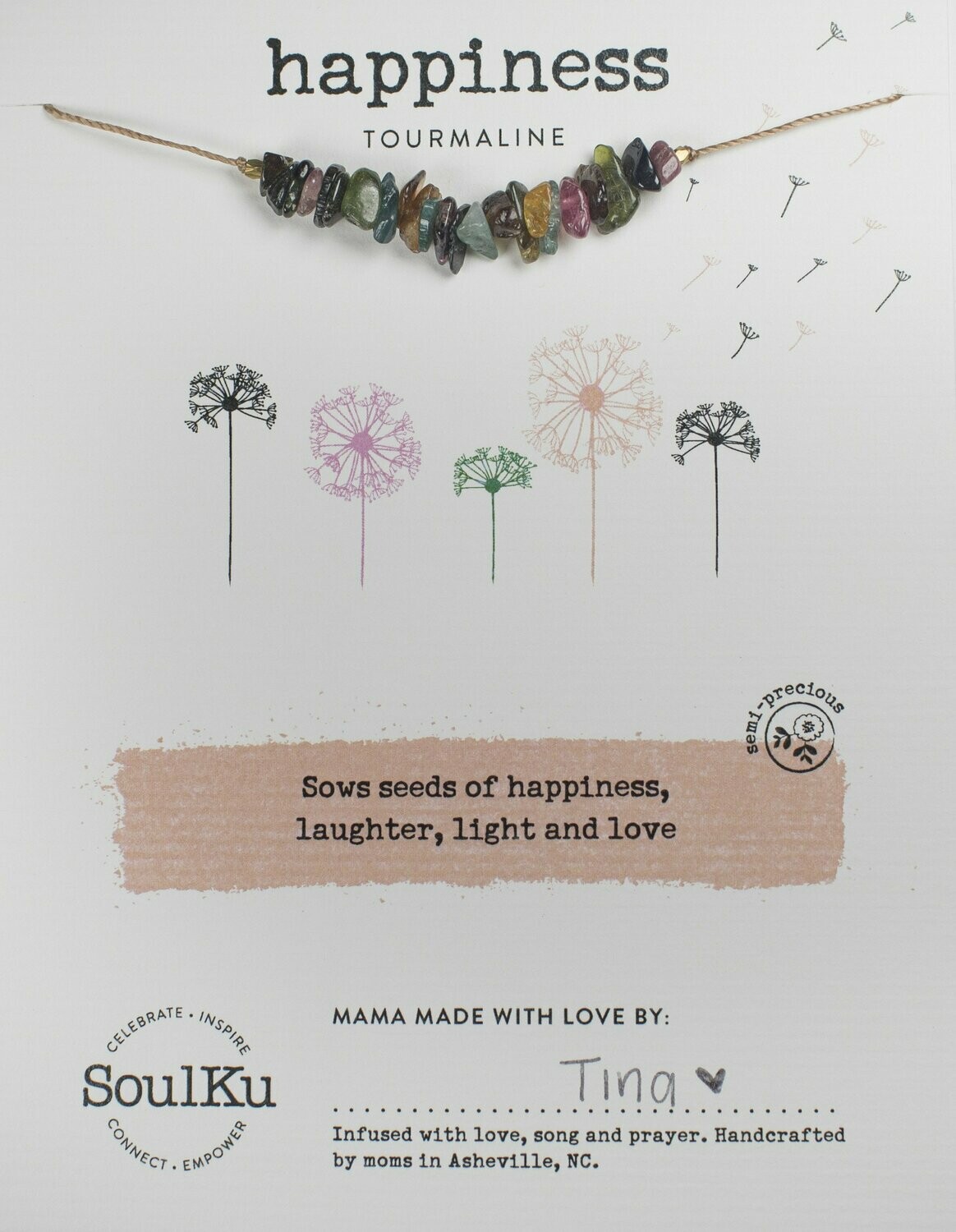 Seed Necklace Tourmaline- Happiness
