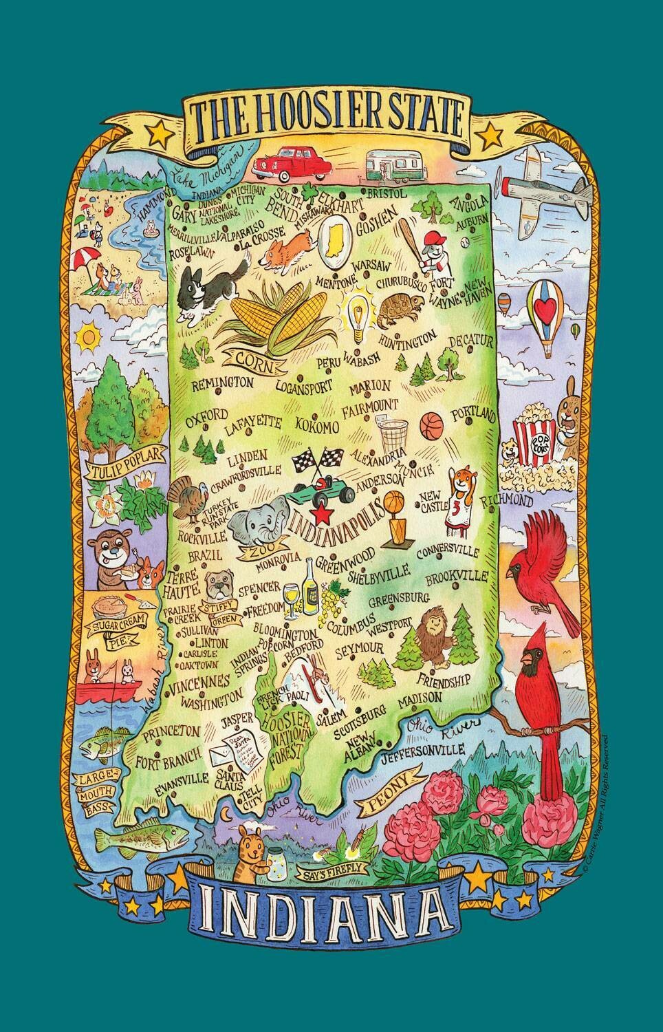 INDIANA MAP TOWEL
