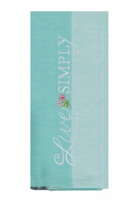 Live Simply Embroidered Tea Towel