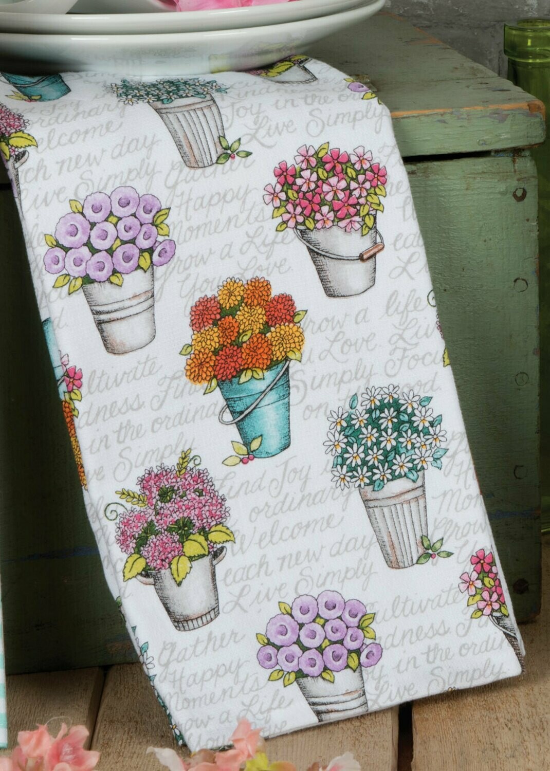 LIVE SIMPLY FLORAL DP TERRY TOWEL