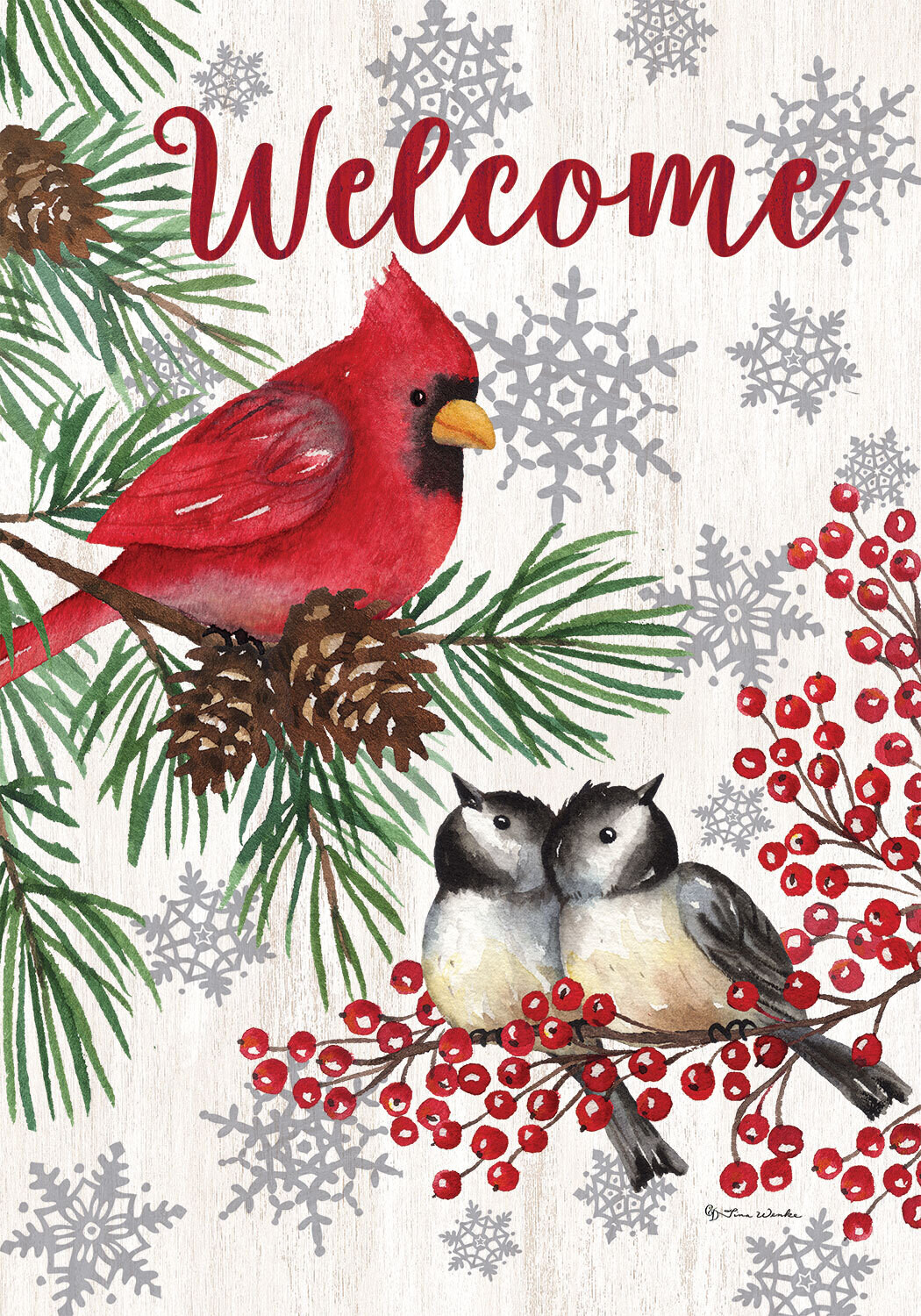 Winter Birds Flag