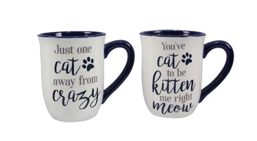 Ceramic Cat Mugs 2 Asst