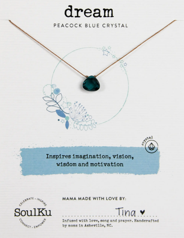 Soul-Full Necklace Peacock Blue Crystal - Dream