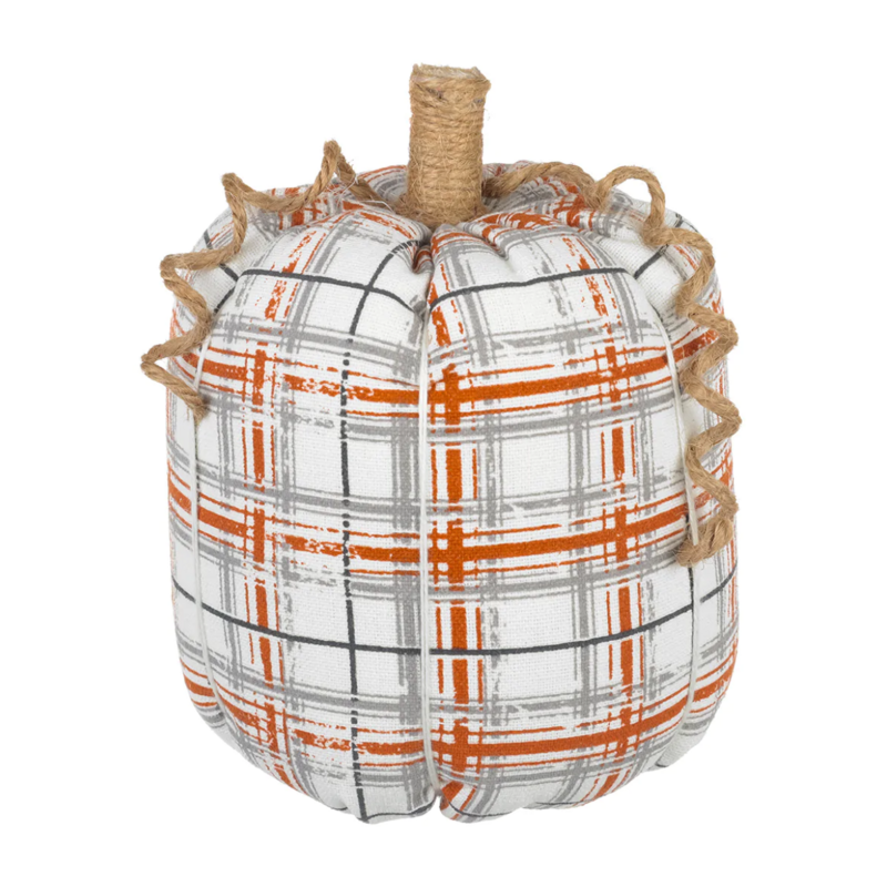 Lrg. Plaid Fabric Pumpkin