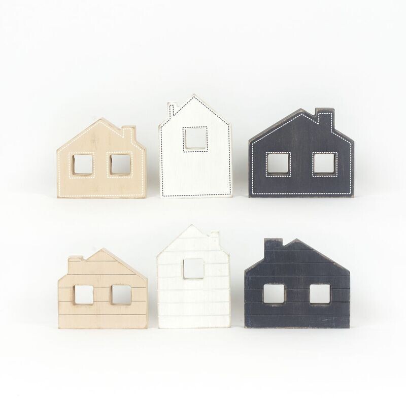 Chunky Wood Houses, 3 asst