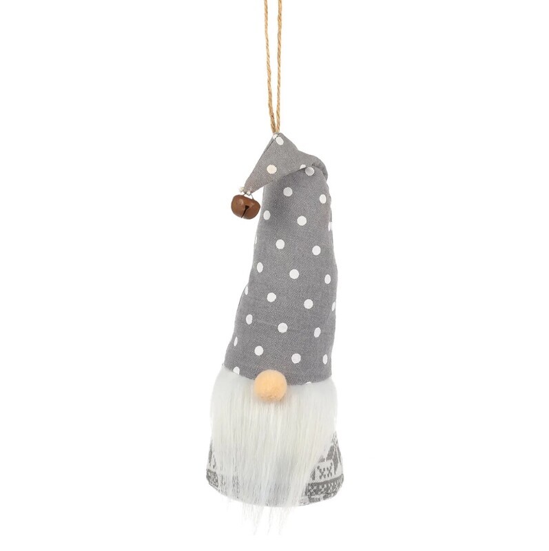 Gray Fabric Gnome Ornie