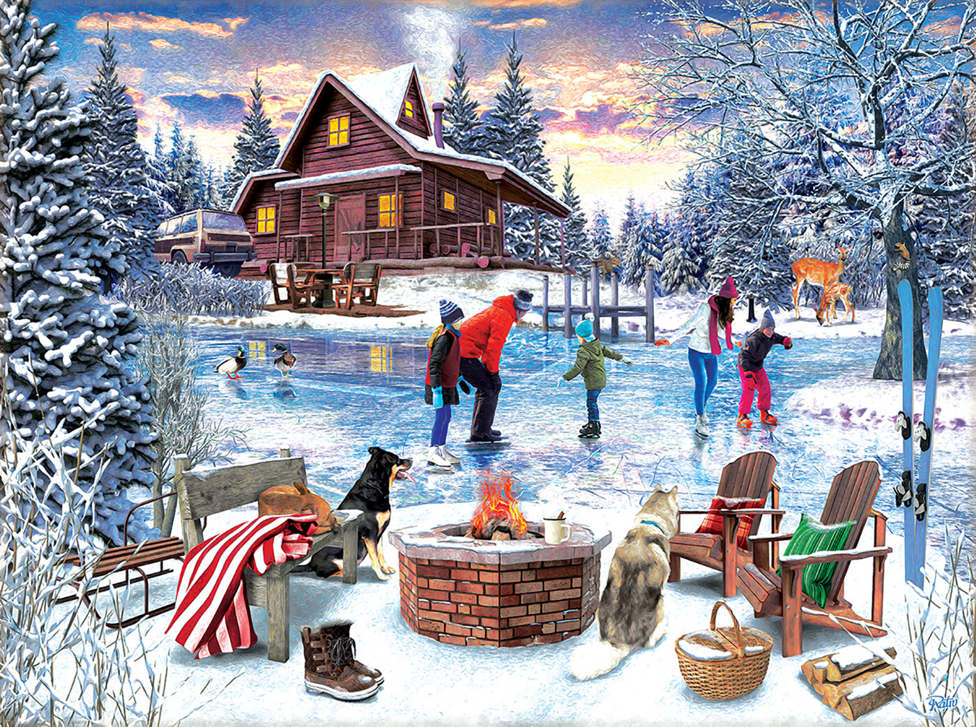 Fireside Skaters Puzzle 1000