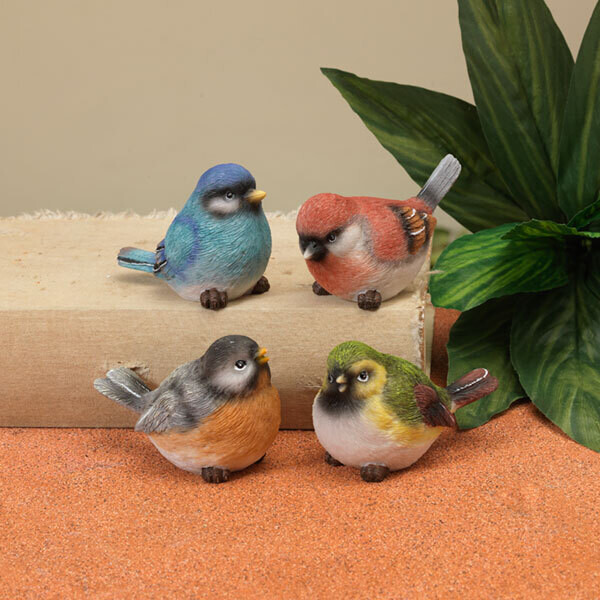 3"L Resin Bird Figurine, 4 asst