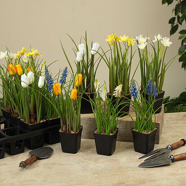 11.5"H Artificial Spring Flowers in Pot
