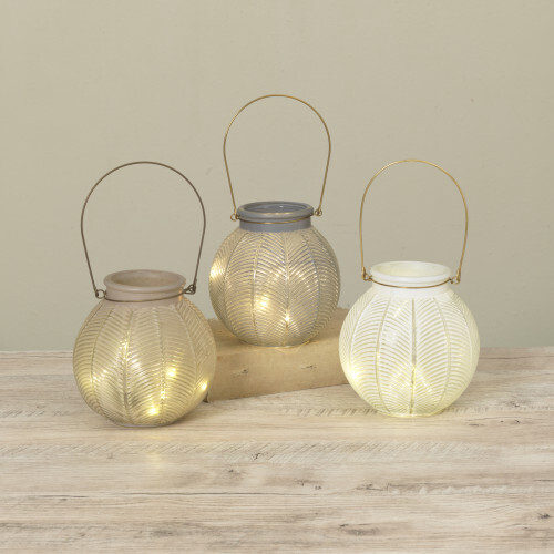 5.1"H B/O Lighted Glass Lantern