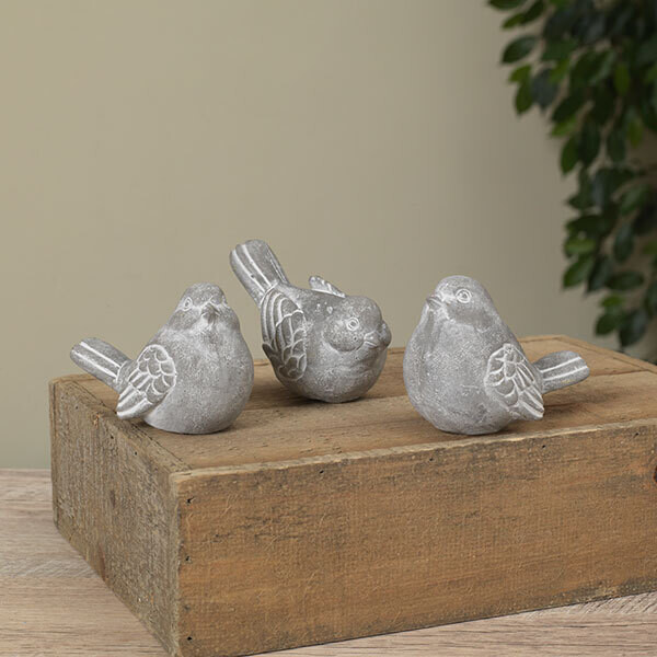 3.7"L Cement Bird Figurine