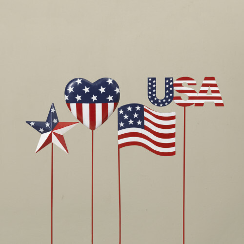 13.9"H Metal Americana Garden Stake