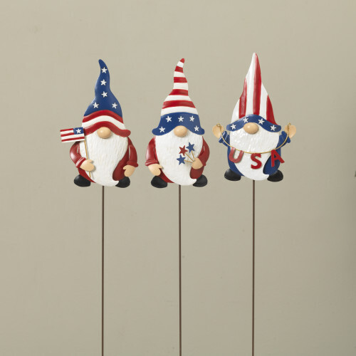 23.6"H Metal Americana Gnome Stake