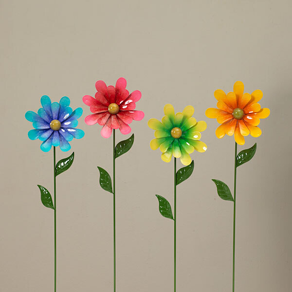 22.2"H Metal Flower Garden Stake