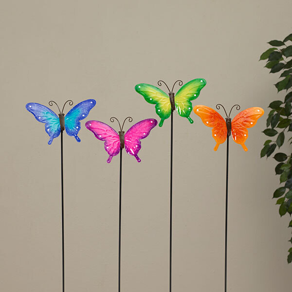 19.8"H Metal Butterfly Garden Stake