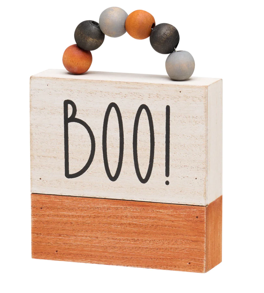 Boo! Box Sign w/ Beads