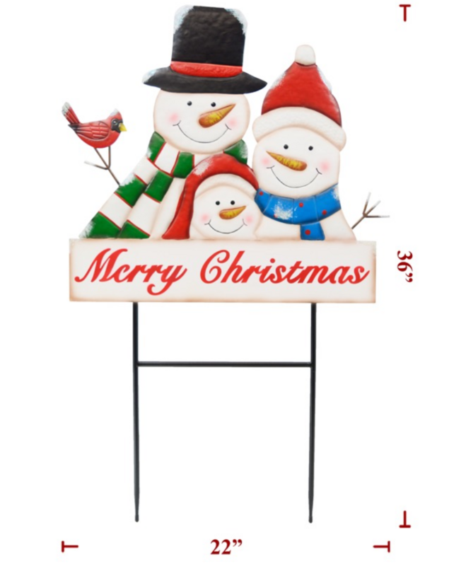 22" x 36" Christmas Snowman Family "Welcome"