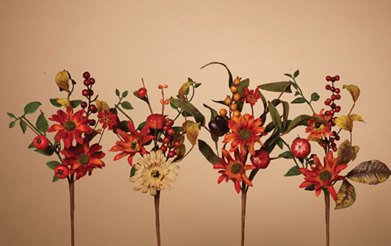 13" Fabric Harvest Floral Pick