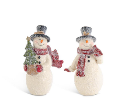 4.25 Inch Glittered Resin Vintage Snowmen Ornaments