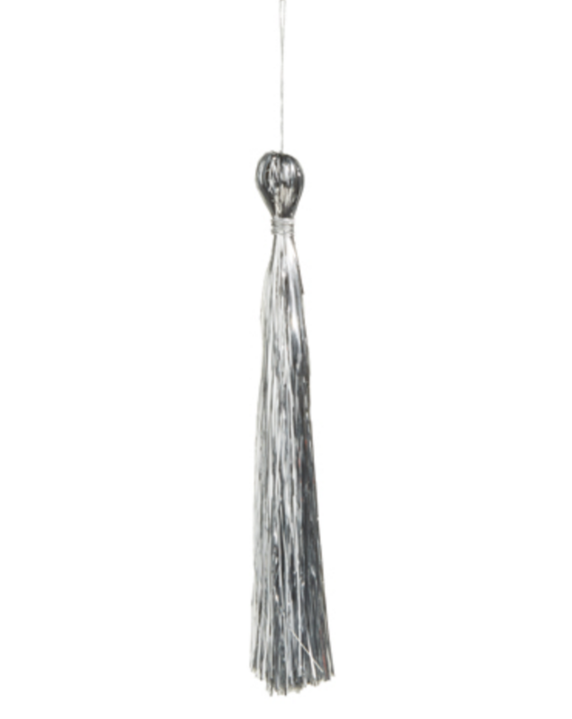 8.5" Silver Tinsel Tassel Ornament