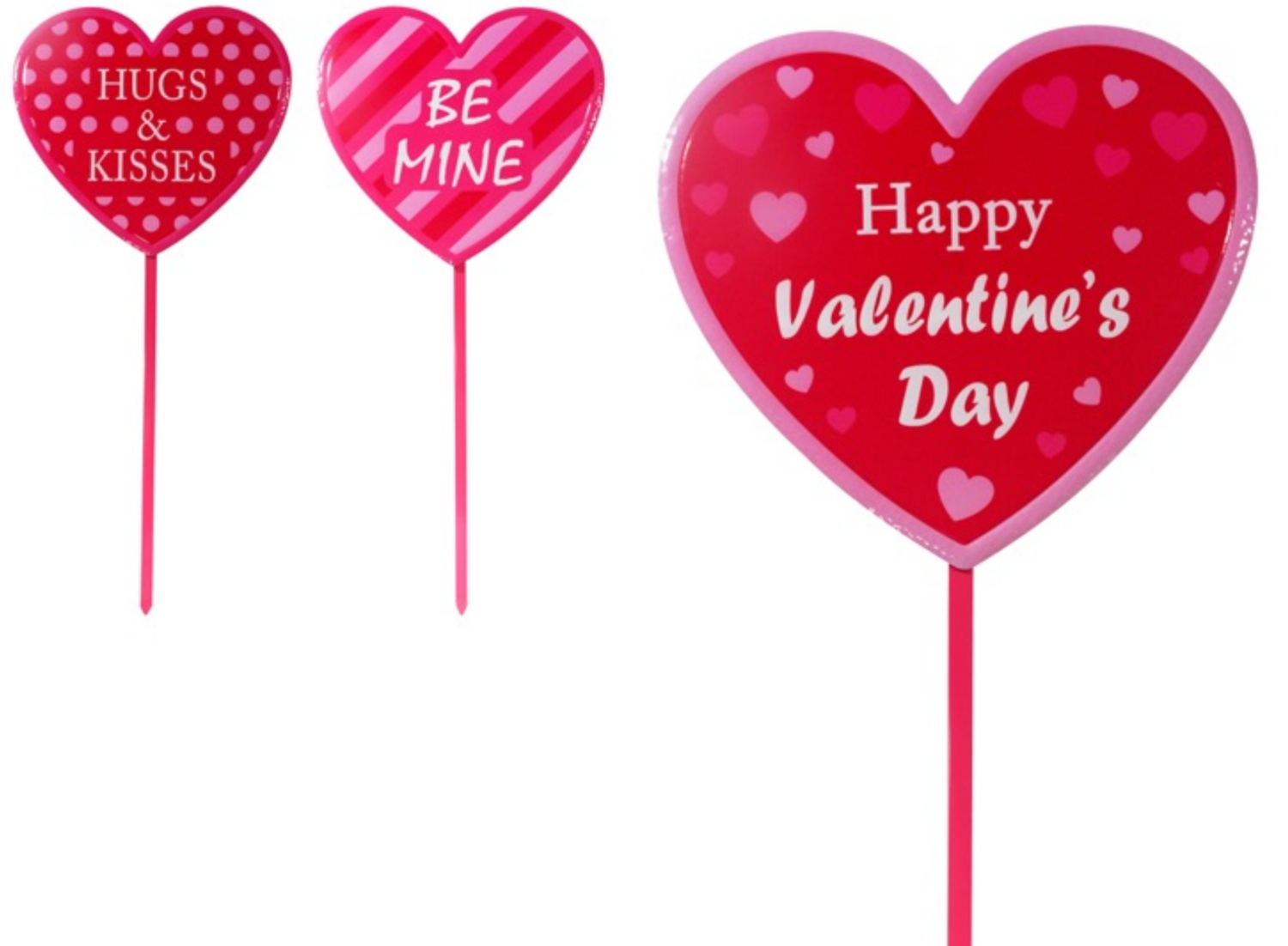 3 Asst Valentines Heart Stake