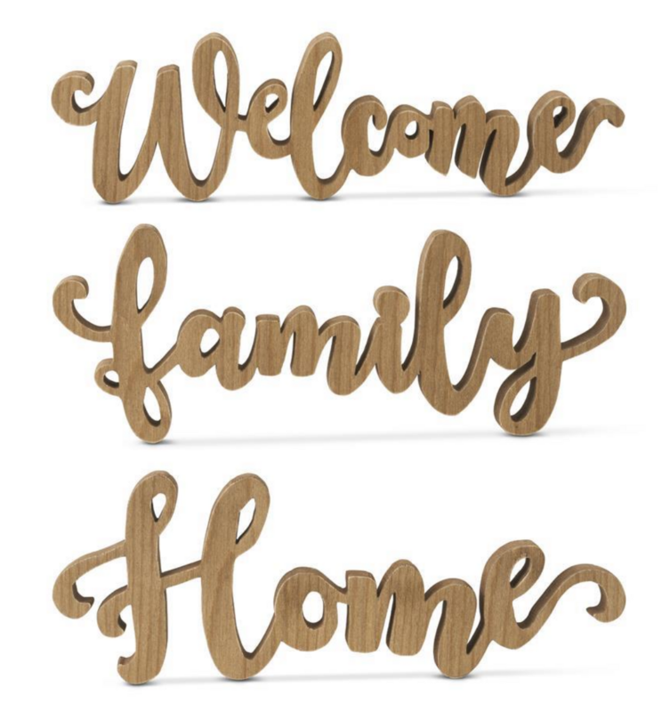 Natural Wood Script Tabletop Cutout Signs